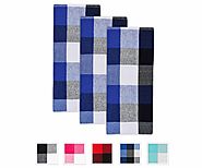 Buffalo Checked Dishtowels - Cotton Plaid Dishtowels - Checkered Kitchen Towels - Blue, Black and White - Set of 3 - ...