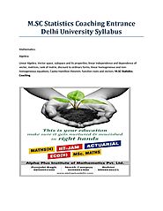 M.SC Statistics Coaching Entrance Delhi University Syllabus