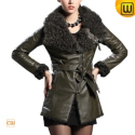 Women Fur Trimmed Leather Jacket CW684053 - JACKETS.CWMALLS.COM
