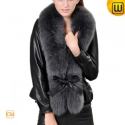 Women Leather Jacket Fur Trim CW684058 - JACKETS.CWMALLS.COM