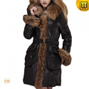 Women Fur Trimmed Leather Coat CW685048 - JACKETS.CWMALLS.COM