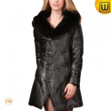 Women Fur Trimmed Leather Down Coat CW685041 - JACKETS.CWMALLS.COM
