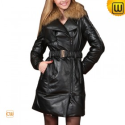 Fur Trimmed Leather Down Coats CW685038 - JACKETS.CWMALLS.COM
