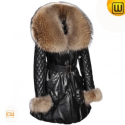 Fur Trimmed Leather Down Coats CW685529 - JACKETS.CWMALLS.COM