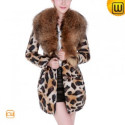 Raccoon Fur Trimmed Leather Coat CW692903 - JACKETS.CWMALLS.COM
