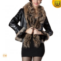 Women Fur Trimmed Leather Jacket CW694079 - JACKETS.CWMALLS.COM
