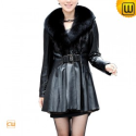 Women Mink Fur Trimmed Leather Coats CW671012 - JACKETS.CWMALLS.COM
