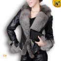 Fur Trim Black Leather Jacket CW02P - CWMALLS.COM