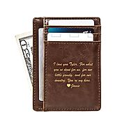 Personalized Front Pocket Leather Wallet - Message | Swanky Badger