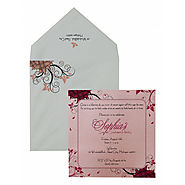 PINK SHIMMERY FLORAL THEMED - SCREEN PRINTED PARTY CARDS