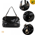 Women Leather Shoulder Handbags Black/Red CW300205 - CWMALLS.COM