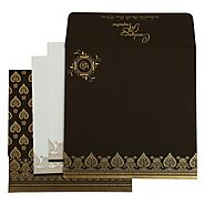 BROWN MATTE SCREEN PRINTED WEDDING INVITATION : CD-809E - IndianWeddingCards