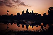 Sun setting through the temples