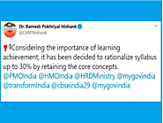 CBSE Syllabus 2020-21 Reduced By 30%: HRD Minister Ramesh Pokhriyal ‘Nishank’ Announced Updates : Frontlist