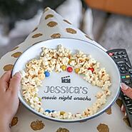 Buy Personalised Movie Night Snacks Enamel Bowl | Personalised Snack Bowl | Towelsrus.co.uk