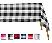 Buffalo Checked Tablecloths - Cotton tablecloths - Black and White - Buffalo Paid Tablecloth- All Cotton and Linen - ...