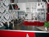 Black White Red Kitchen Design Ideas, Pictures, Remodel and Decor