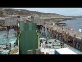 The Coll - Oban ferry departs Arinagour 25.5.13 Inner Hebrides Scotland