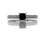 Fehérarany gyűrű - Dinamikusan modern fekete gyémánt gyűrű