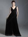 A-line Chiffon V-neck Beading Floor-length Formal Dresses-AUD$ 155.59
