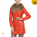Leather Down Coat with Fur Collar CW613507