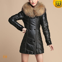 Black Fur Trimmed Leather Coat CW630358