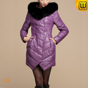 Purple Fur Trimmed Women Down Coat CW630311