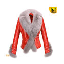 Womens Fur Trimmed Leather Jacket CW611205