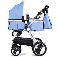 BABY JOY Baby Stroller 2-in-1 Convertible Bassinet Reclining Stroller Blue