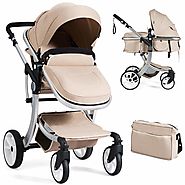 BABY JOY Baby Stroller 2-in-1 Convertible Foldable Bassinet Sleeping Stroller Buggy