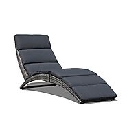 1-2 Pcs Folding Lounge Chair Wicker Outdoor Loungers, Curve Shape, Grey | Orange-Casual