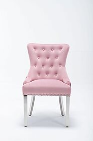 Winnie Pretty Pink Velvet Dining Chair With Lion Head