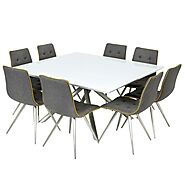 Genevive 145cm Large Square 8 Seater White Dining Table
