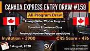CRS Score drops in the Express Entry All-Program Draw held on 5 August 2020