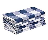 Napkins - Buffalo Checked Napkins - Navy Blue and White Napkins Checkered - Set of 4 - All Cotton and Linen - Amazon