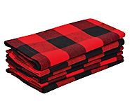 Napkins - Buffalo Checked napkins - Red and Black Buffalo Check Napkins, Set of 6 - All Cotton and Linen - Amazon