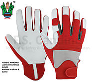 CE Approved Leather Mechanics Work Gloves