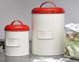 Enamel Storage Canister Red Trim Small