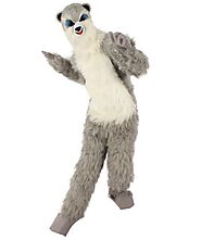 White And Grey Civet Cat Costume With Mask