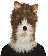 Men's White And Brown Straight Furry Fox Cosplay Wig