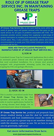 Role Of JP Grease Trap Service Inc. in Maintaining Grease Traps