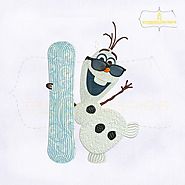 Frozen Olaf Snowboard Machine Embroidery Design