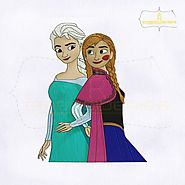 Frozen Princess Anna And Elsa Machine Embroidery Design | Royal Embroideries