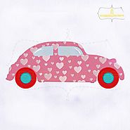 Pink Car Heart Pattern Valentine Embroidery Design | Royal Embroideries