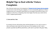 Helpful Tips to Deal with the Visitors Complaints - Google Docs