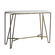 Arbus Art Deco Style White Marble And Gold Console Table