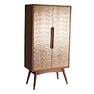 Goldie Luxe Gold Metal Embossed Moroccan Inspired Sideboard