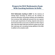 Top Institutes For M.SC Mathematics Coaching