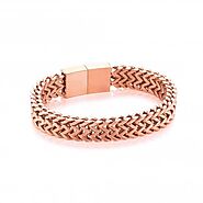Stainless Steel Rose Gold Plated Double Franco Chain Bracelet