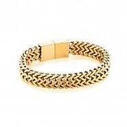 Stainless Steel Yellow Gold Plated Double Franco Chain Bracelet